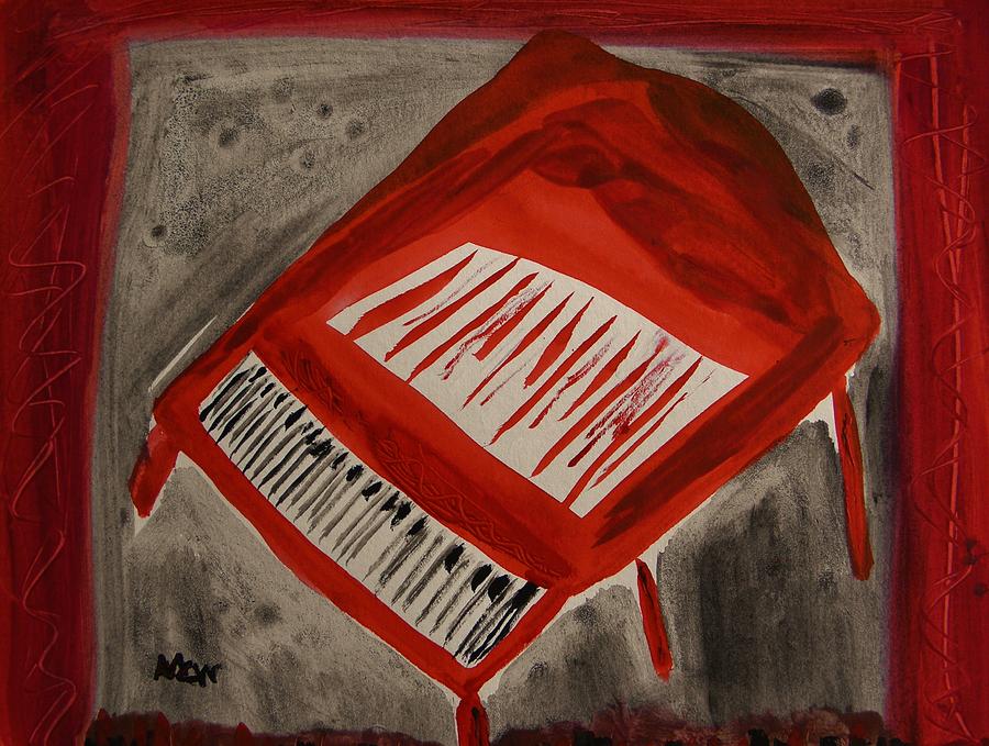 Scarlet Piano Painting by Mary Carol Williams
