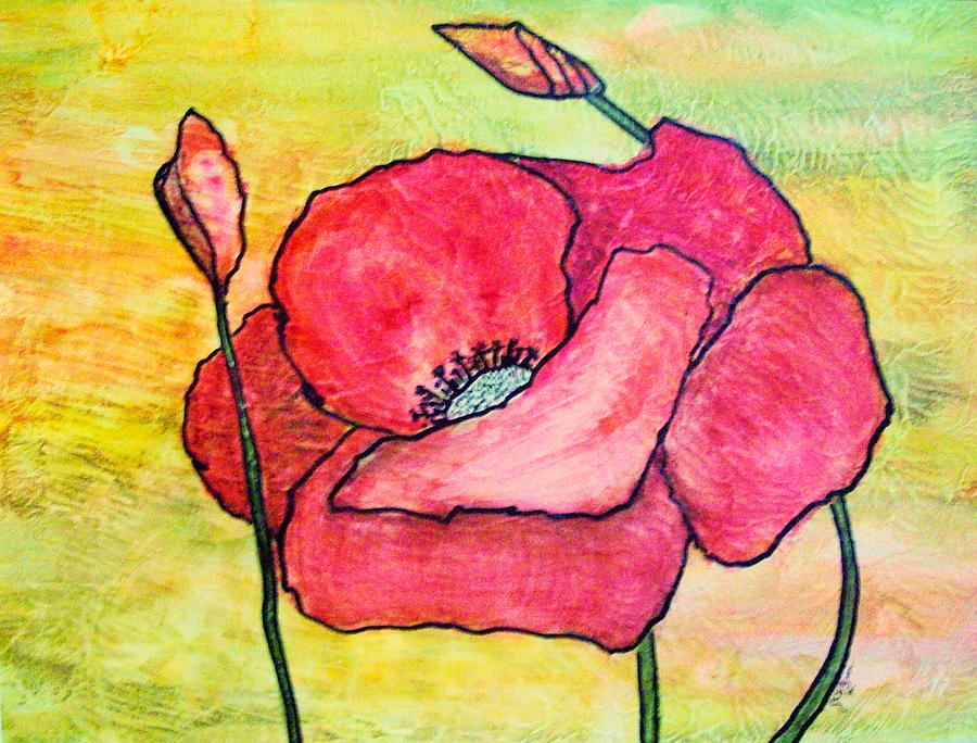Scarlet Poppy on Gesso Painting by Elise Boam