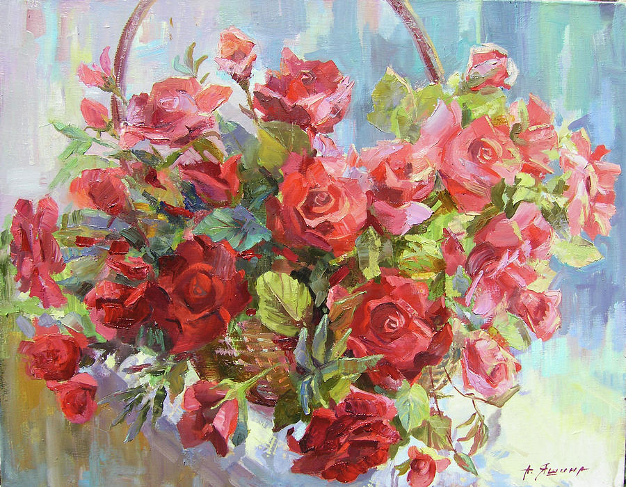 Scarlet roses Painting by Alla Yashina - Fine Art America