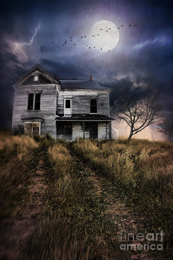 Scary abandoned house on hill Photograph by Sandra Cunningham