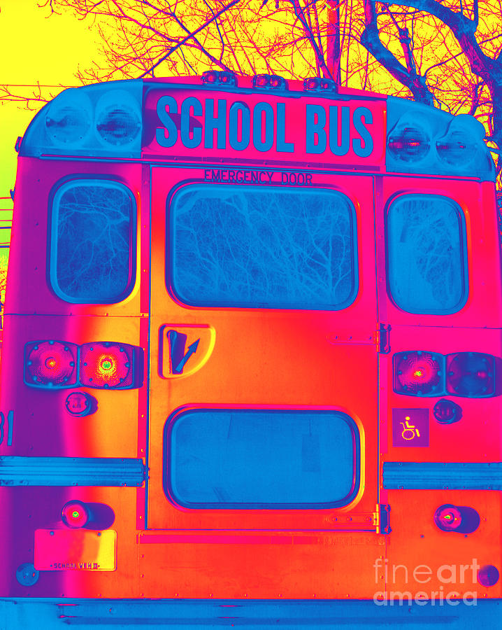 School Bus Back Altered Photograph by Susan Stevenson