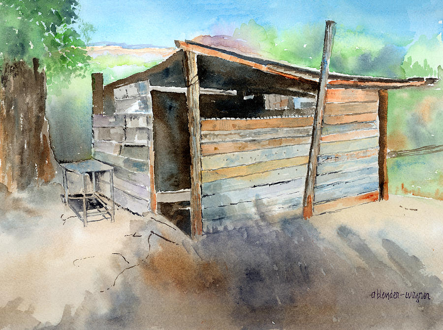 School Cooking Shack - South Africa Painting by Arline Wagner