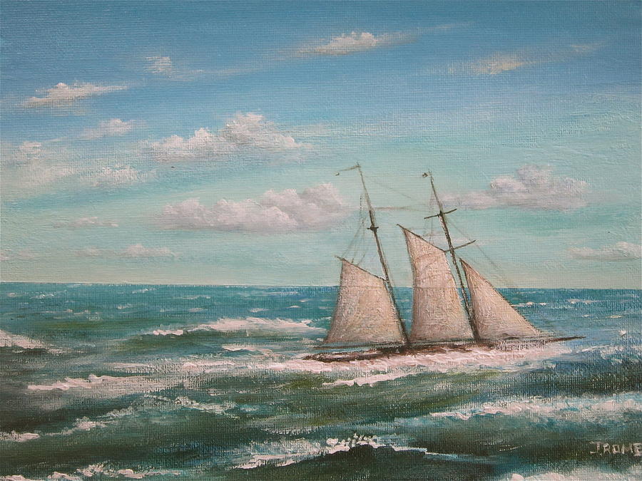 Schooner at Sea Painting by Jim  Romeo 