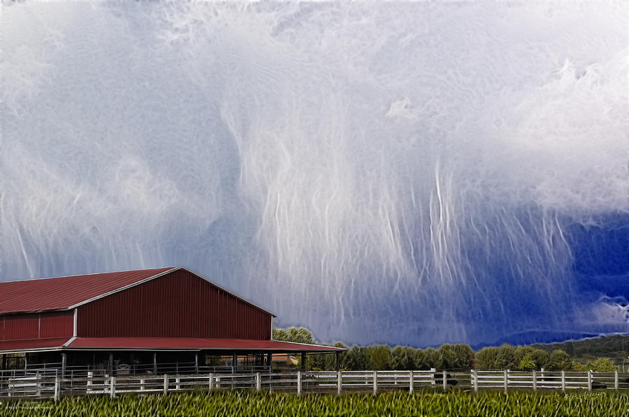 SciFi Storm and Red Barn Photograph by Mick Anderson