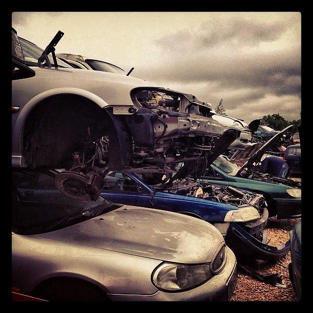 Car Photograph - #scrap #scrapyard #junkyard #junk #car by Miss Wilkinson