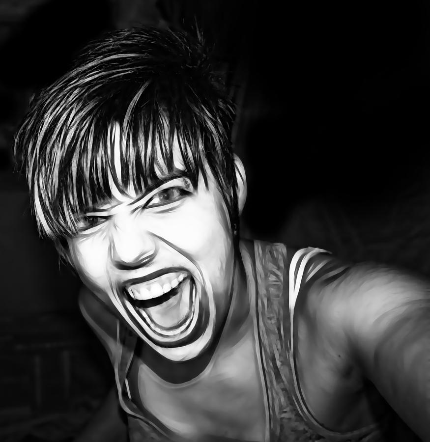 Black And White Digital Art - Scream 2 by Tilly Williams