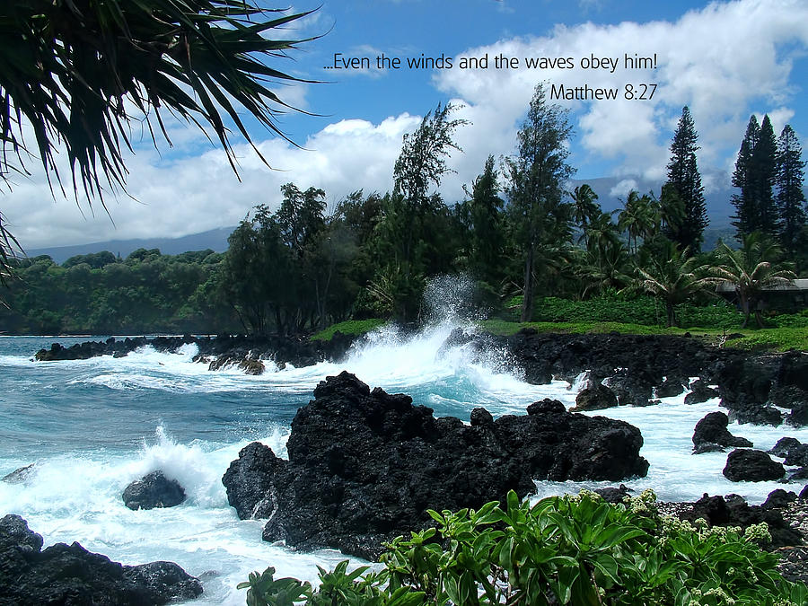 Maui Photograph - Scripture and Picture Matthew 8 27 by Ken Smith
