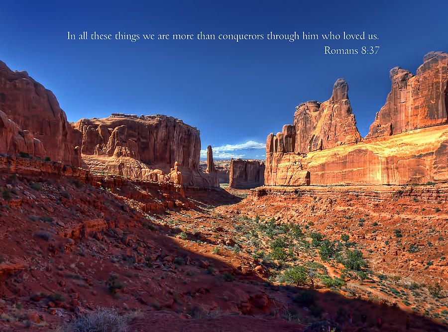Scripture and Picture Romans 8 37  Photograph by Ken Smith