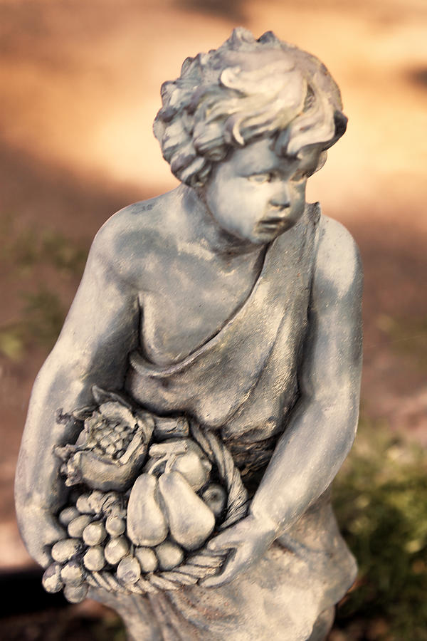 Fruit Photograph - Sculpture of Child with Fruit Basket 4 by Linda Phelps