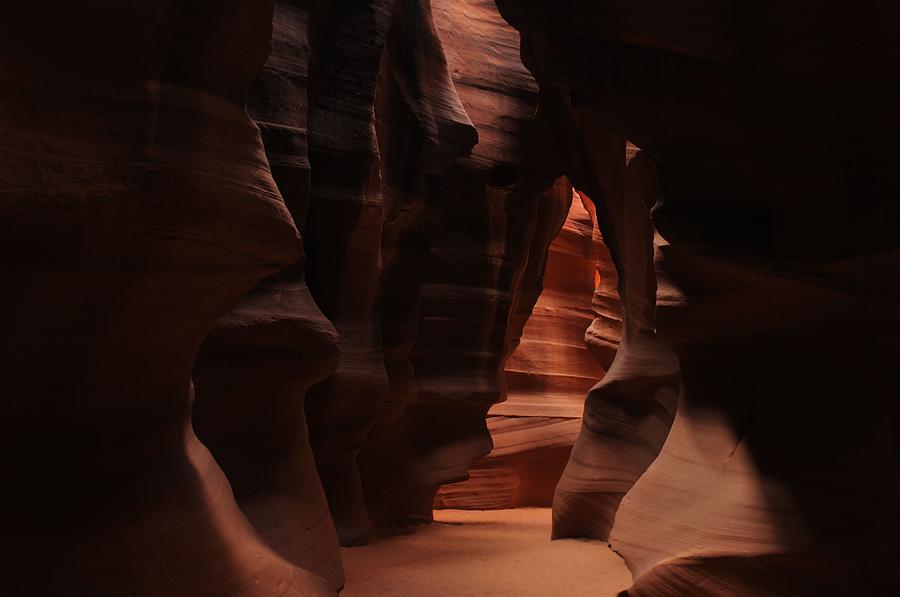 Antelope Canyon Photograph - Sculptured by Underground River by Don Wolf