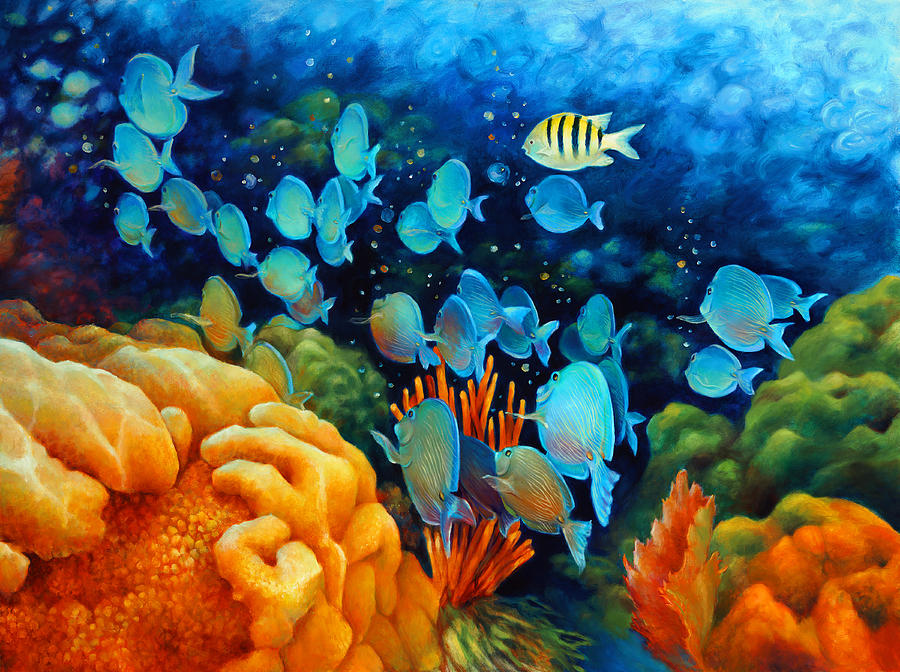 Fish Painting - Sea eScape II - Wayward Fish by Nancy Tilles