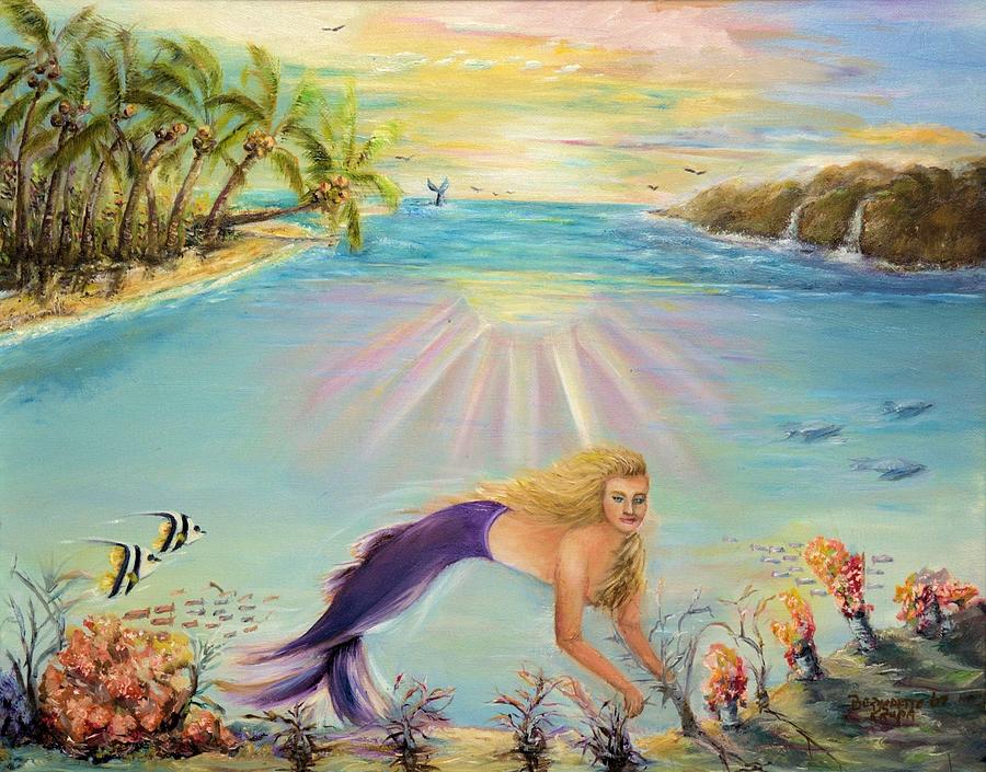 Sea Mermaid Goddess Painting by Bernadette Krupa