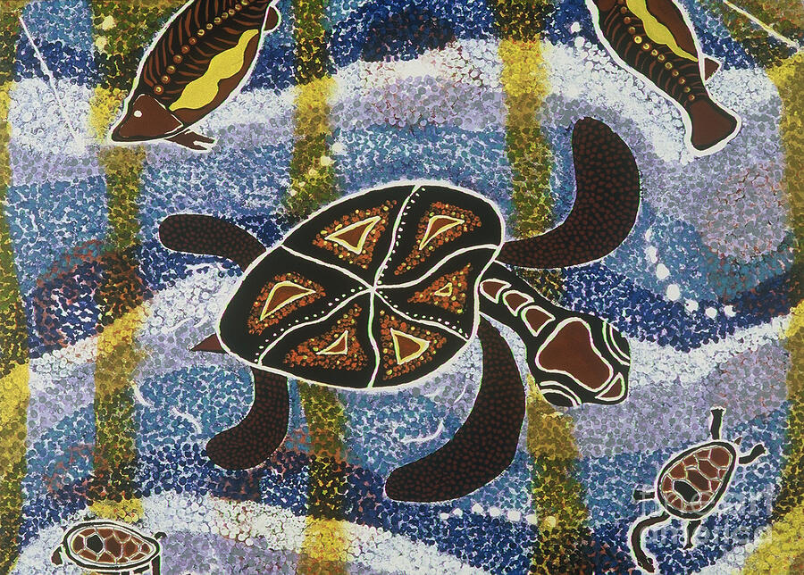 Sea Turtle Painting by Pat Saunders-White