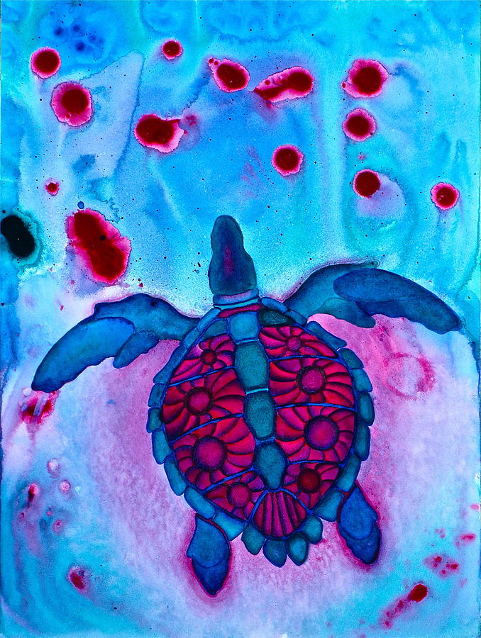 Sea Turtle Take Off Painting by Lori Miller