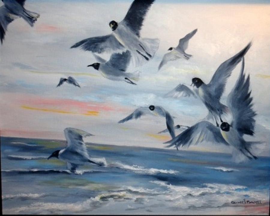 Seagulls Of Myrtle Beach Painting by Carole Powell