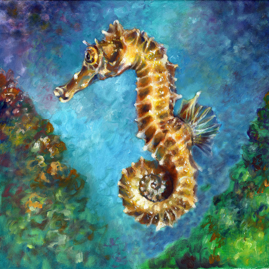 Seahorse II Painting by Nancy Tilles