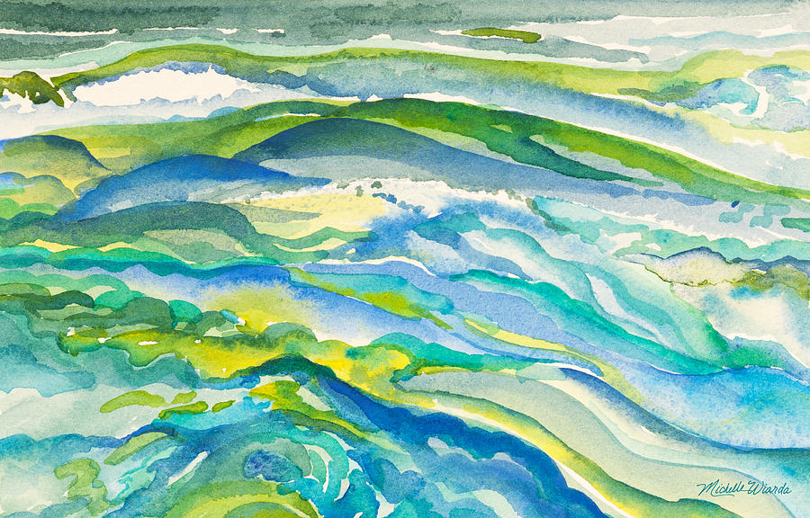 Abstract Painting - Seas in Motion Watercolor Painting by Michelle Constantine