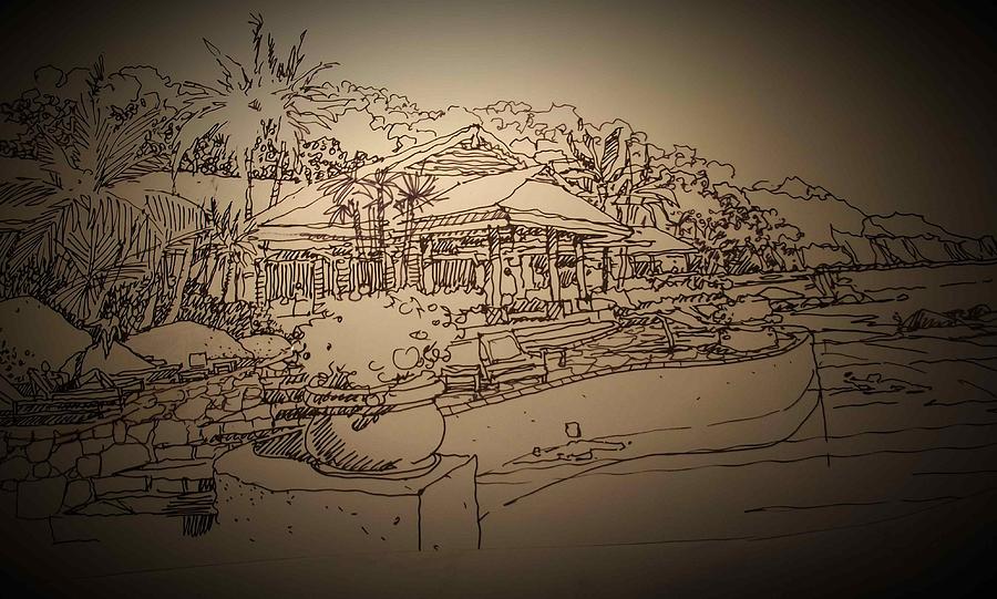 Seaside Villa Drawing by Andrew Drozdowicz
