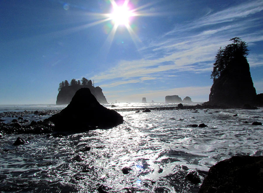 Seastacks and Sunlight on Second Beach Photograph by Marie Jamieson