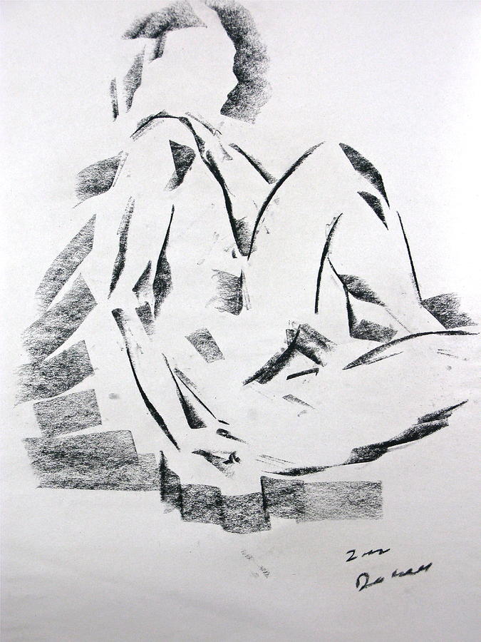 Seated Male Drawing by Brian Sereda