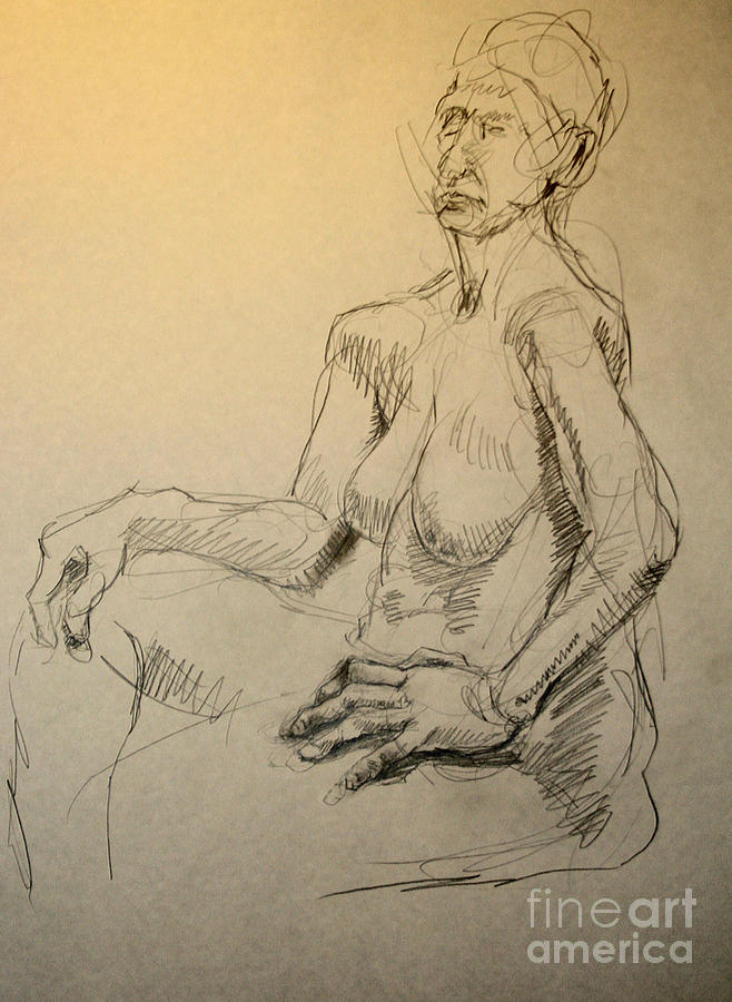 Nude Drawing - Seated Nude 2 by Andy Gordon