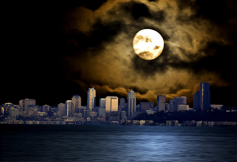 Seattle Moon Photograph by Dale Stillman