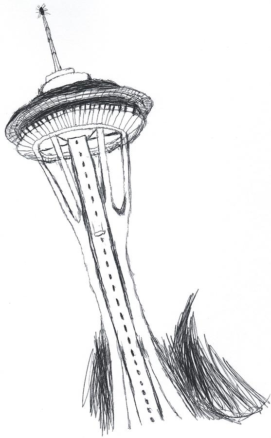 Seattle Space Needle Drawing by Thomas Cornell