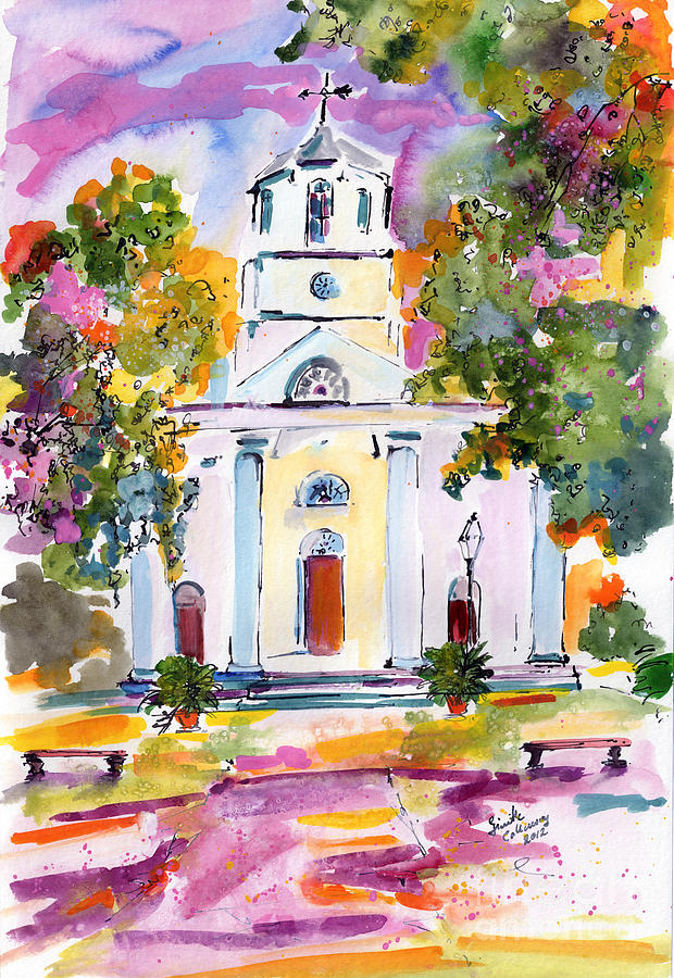 Second Presbyterian Church Charleston South Carolina Watercolor Painting by Ginette Callaway