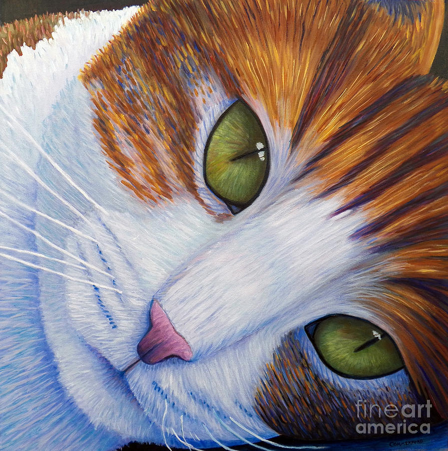 Cat Painting - Secrets by Brian  Commerford