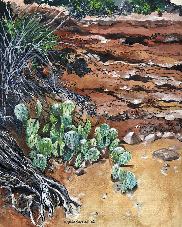 Sedona Cactus Painting by Marla Saville