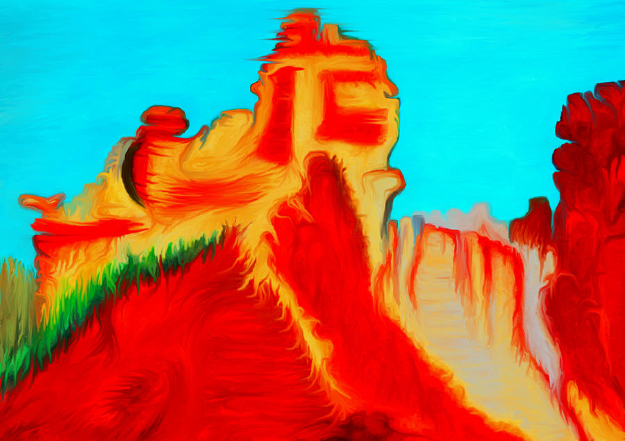 Sedona HIlls - Fire at Sunset - Arizona Painting by Marie Jamieson