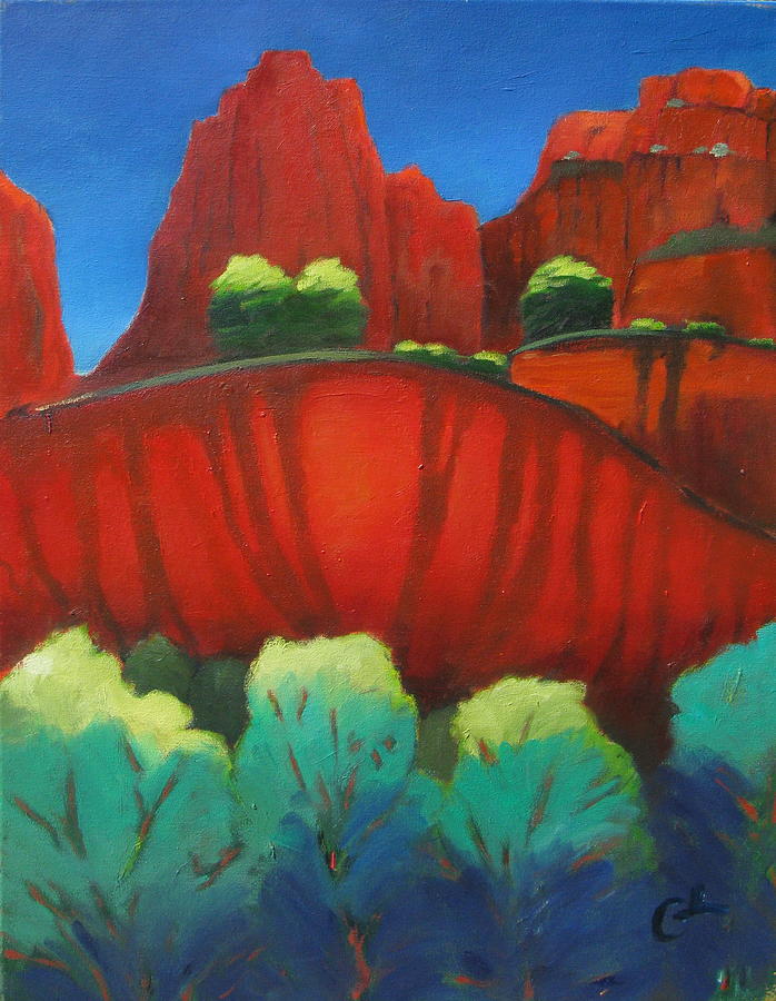 Sedona Painting - Sedona Red and Green by Gary Coleman