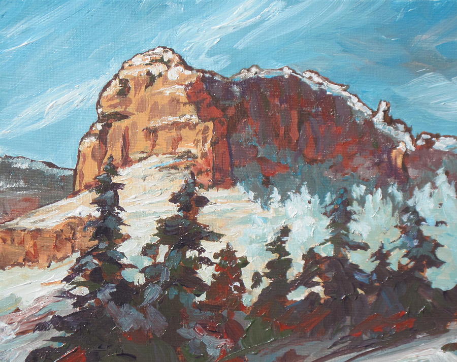 Sedona Snow Painting by Sandy Tracey
