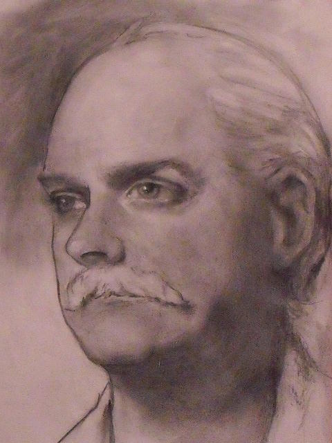 Black And White Drawing - Self Portrait by Charles Wells