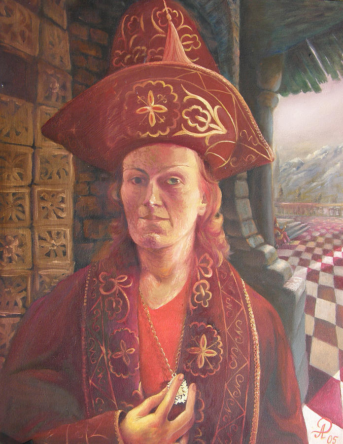 Self-Portrait in a Kazakh Costume Painting by Alla Parsons