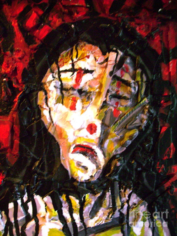 Self Portrait-Sad Clown Painting by Gustavo Ramirez