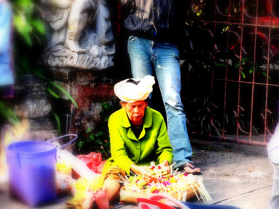 Abstract Photograph - Selling offerings on Ubud streets by Funkpix Photo Hunter