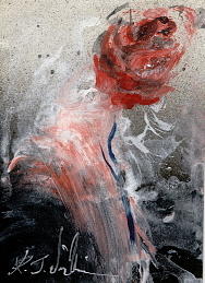 Rose Painting - Semi-abstract Floral Aceo by Rj Williams