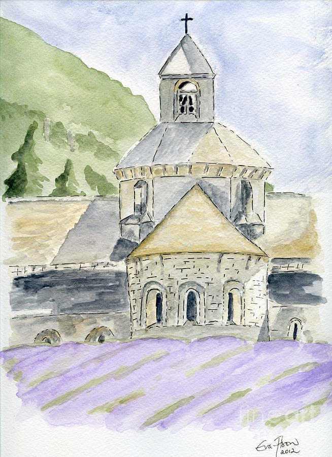 Provence Painting - Senanque Abbey Provence by Eva Ason