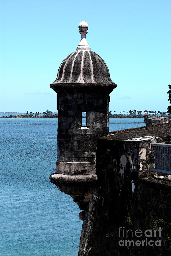 Sentry Tower Castillo San Felipe Del Morro Fortress San Juan Puerto Rico Fresco Digital Art by Shawn OBrien