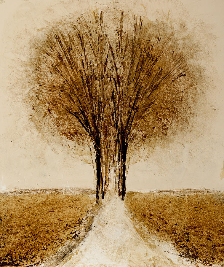 Tree Painting - Sepia Double Trees by Kaata    Mrachek