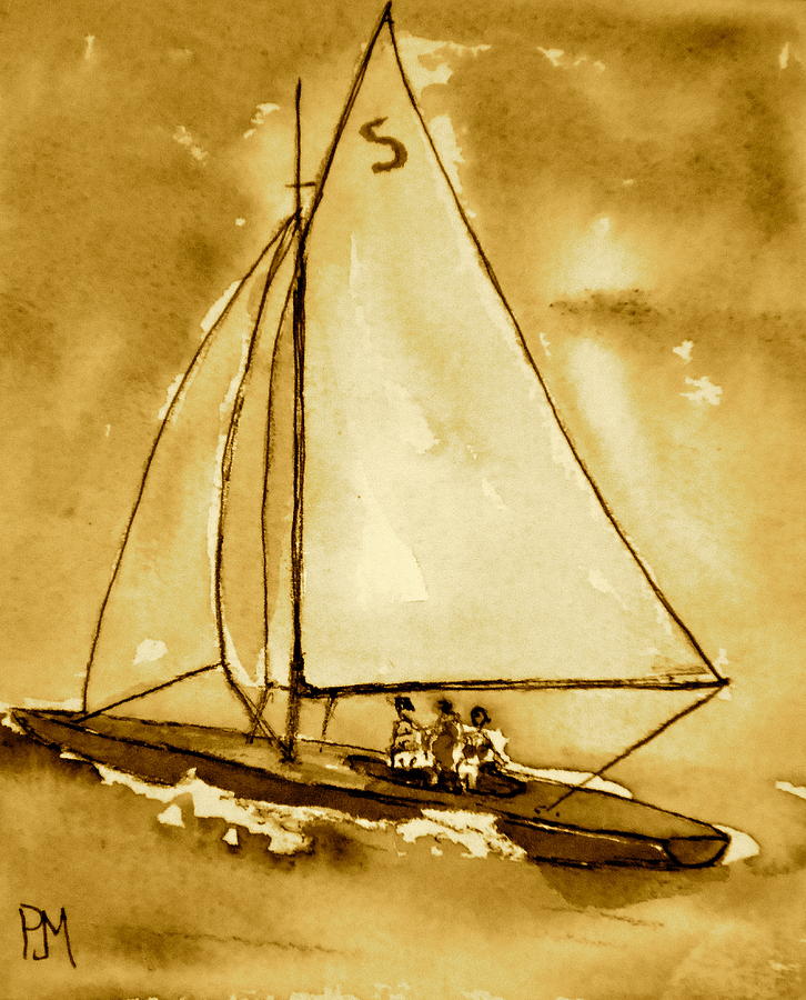 Sailing Painting - Sepia Seascape by Pete Maier
