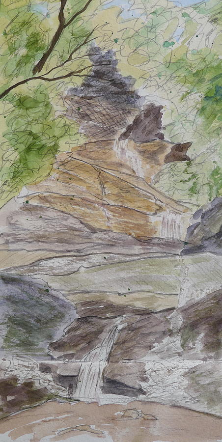 Set Rock Creek Falls - a sketch Painting by Joel Deutsch