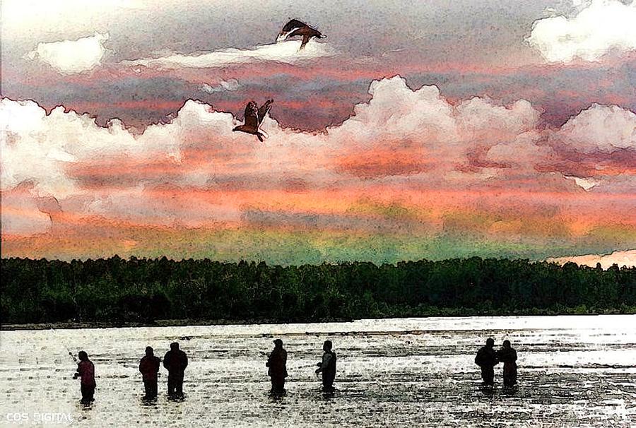 Seven Fishermen Digital Art by Carrie OBrien Sibley