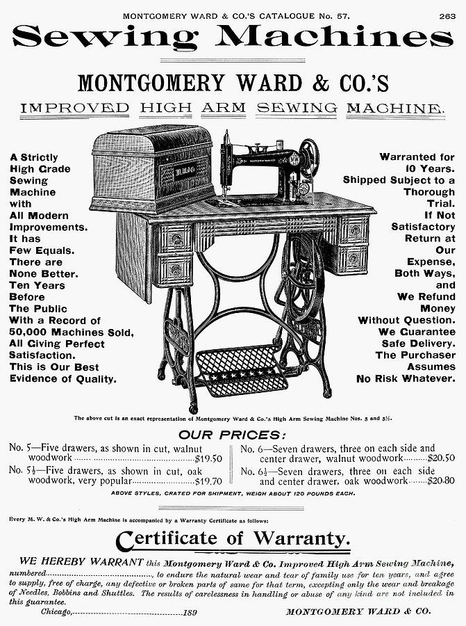 Sewing Machine Ad, 1895 Photograph by Granger