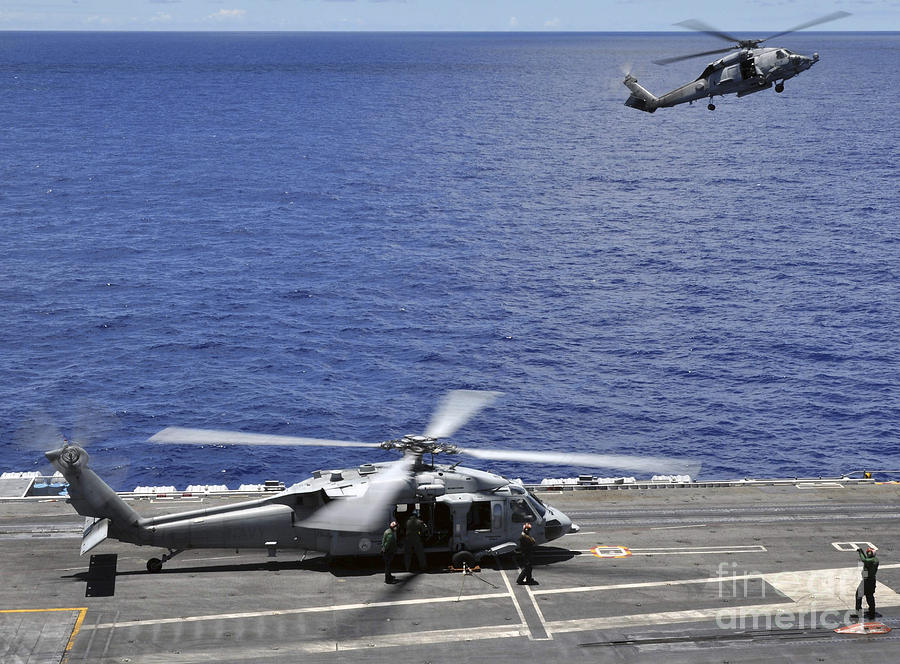 Sh-60 Sea Hawk Helicopters Land Aboard Photograph