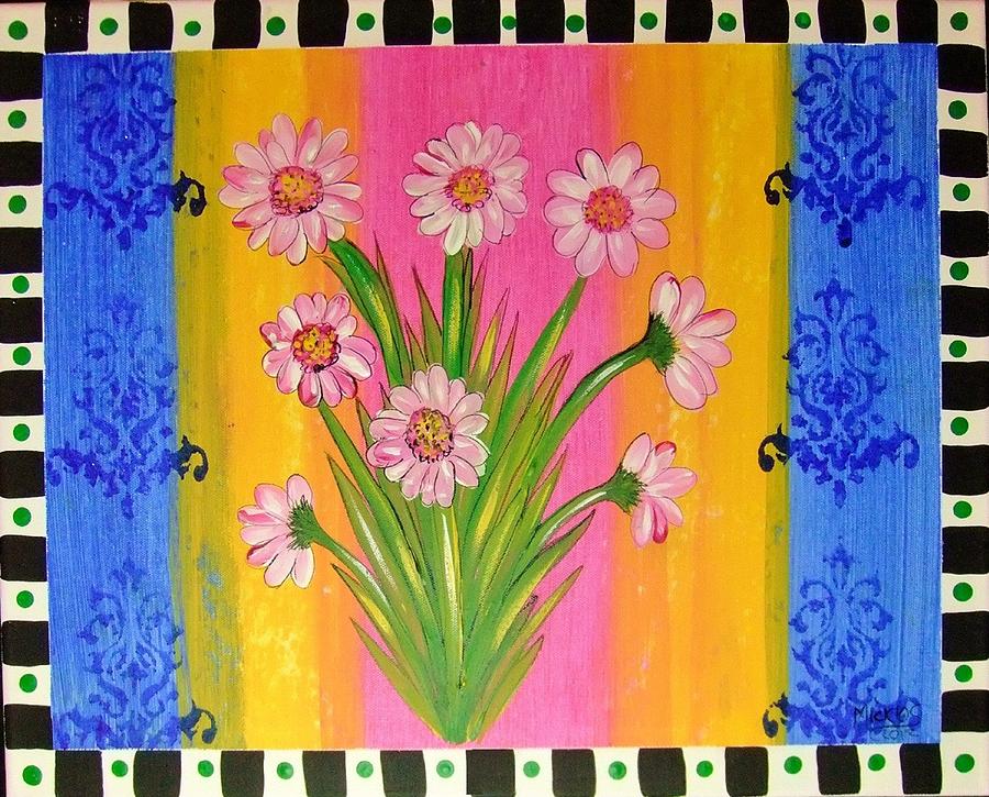 Shabby Chic Daisy Painting by Cindy Micklos