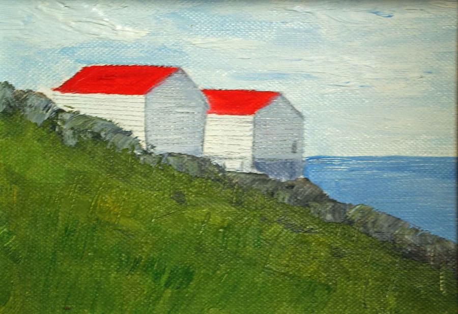 Shacks at Cape Spear Newfoundlandoil on canvass Painting by Desmond Raymond