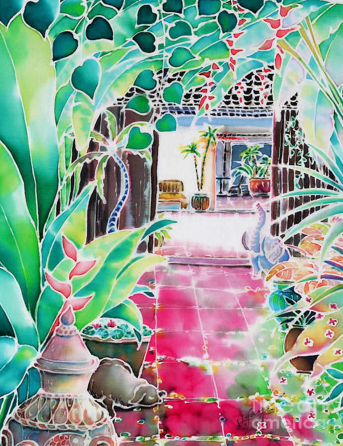 Shade in the patio Painting by Hisayo OHTA