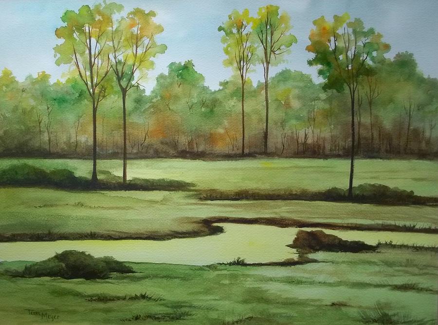 Landscape Painting - Shades of Green by Terri Meyer